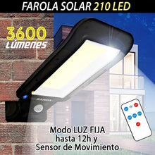 Cargar imagen en el visor de la galería, Farola Solar de 210 Leds con Sensor de Movimiento