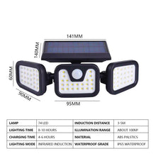 Cargar imagen en el visor de la galería, FOCO SOLAR TRIPLE DE 74 LEDS GIRATORIO