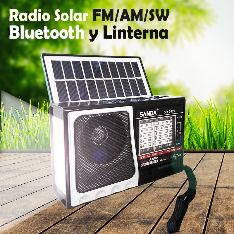 Radio Solar FM / Am / SW con Linterna, Bluetooth y MP3