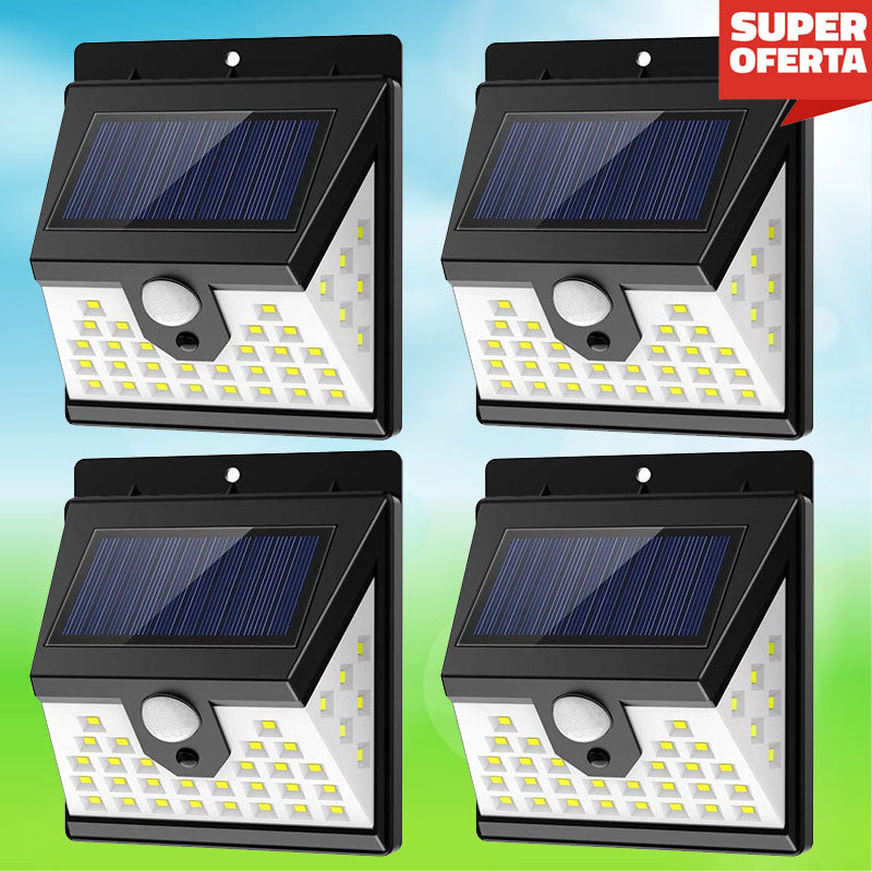 Pack 4 Focos Solares con Sensor de Movimiento y Luz Fija